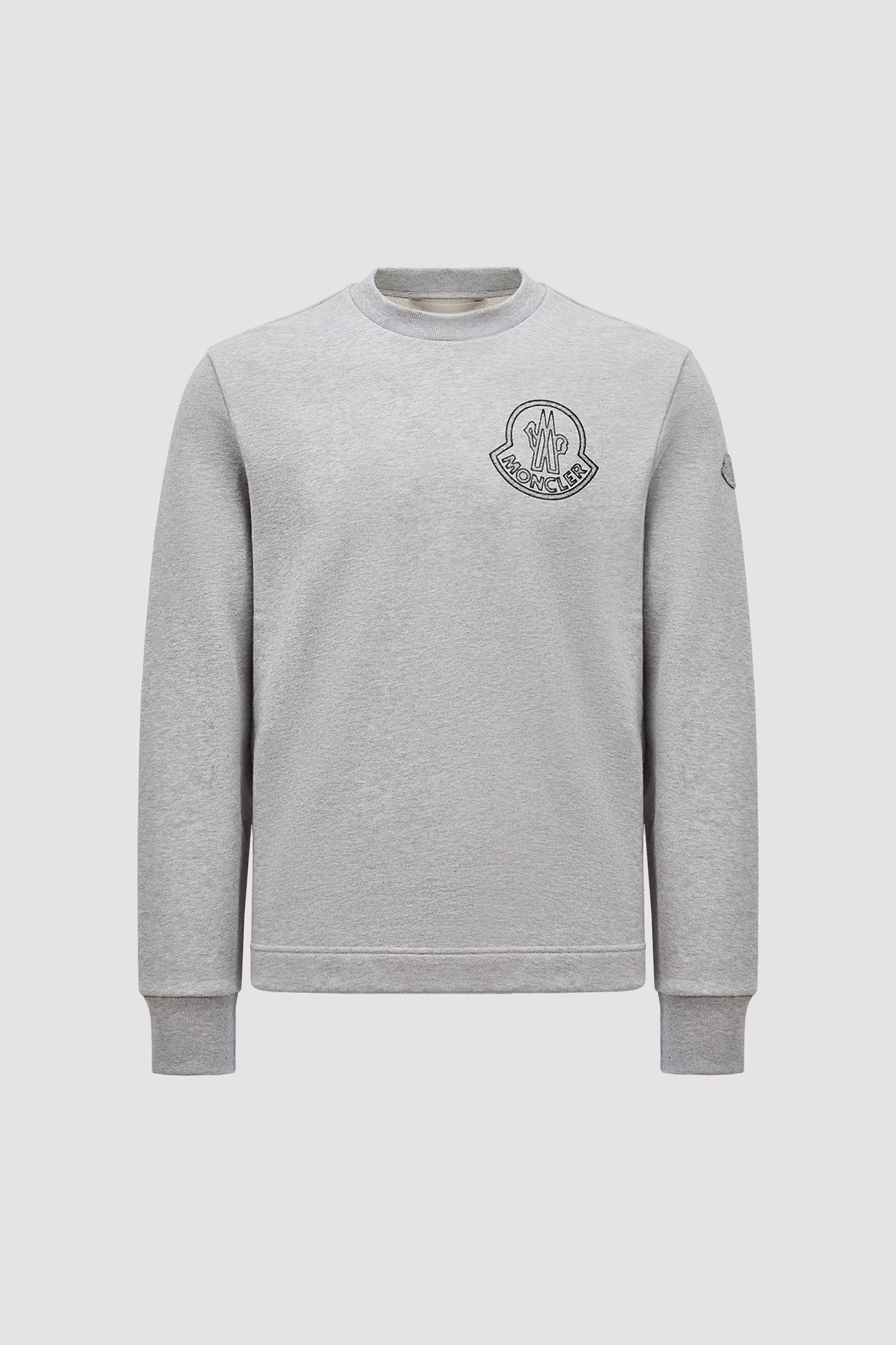 Logo Cotton Sweatshirt Men Light Grey Moncler 2